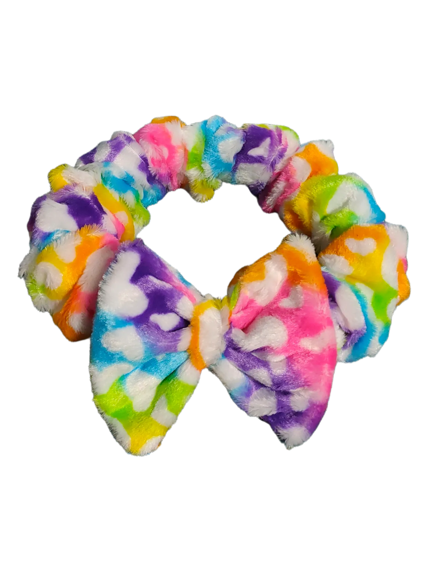 BEAUTY & MAKUP ELASTIC HEADBANDS | Fluffy Rainbow Hearts