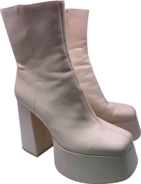 Bershka Beige Platform Block Heel Boots EU 41 UK 8