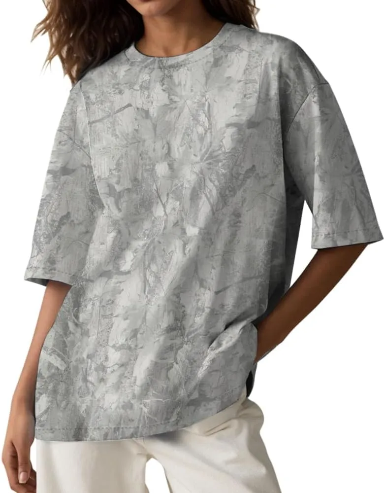 Camo Oversized Shirt Y2k Crewneck Maple Leaf Printed Short Sleeve Unisex Summer Graphic Tees
