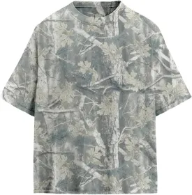 Camo Oversized Shirt Y2k Crewneck Maple Leaf Printed Short Sleeve Unisex Summer Graphic Tees