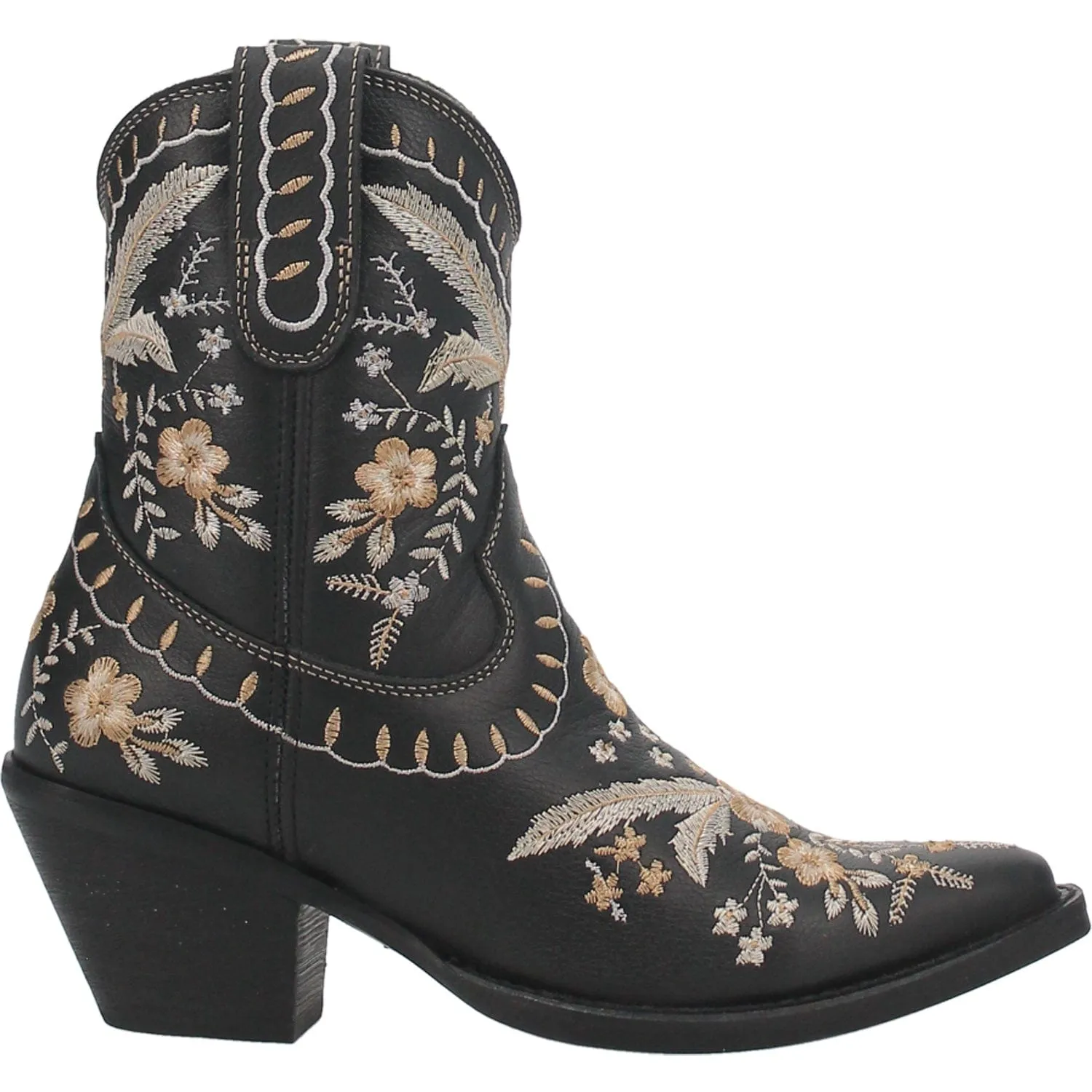 Dingo Women's #Primrose Black Floral Ankle Western Booties DI 748