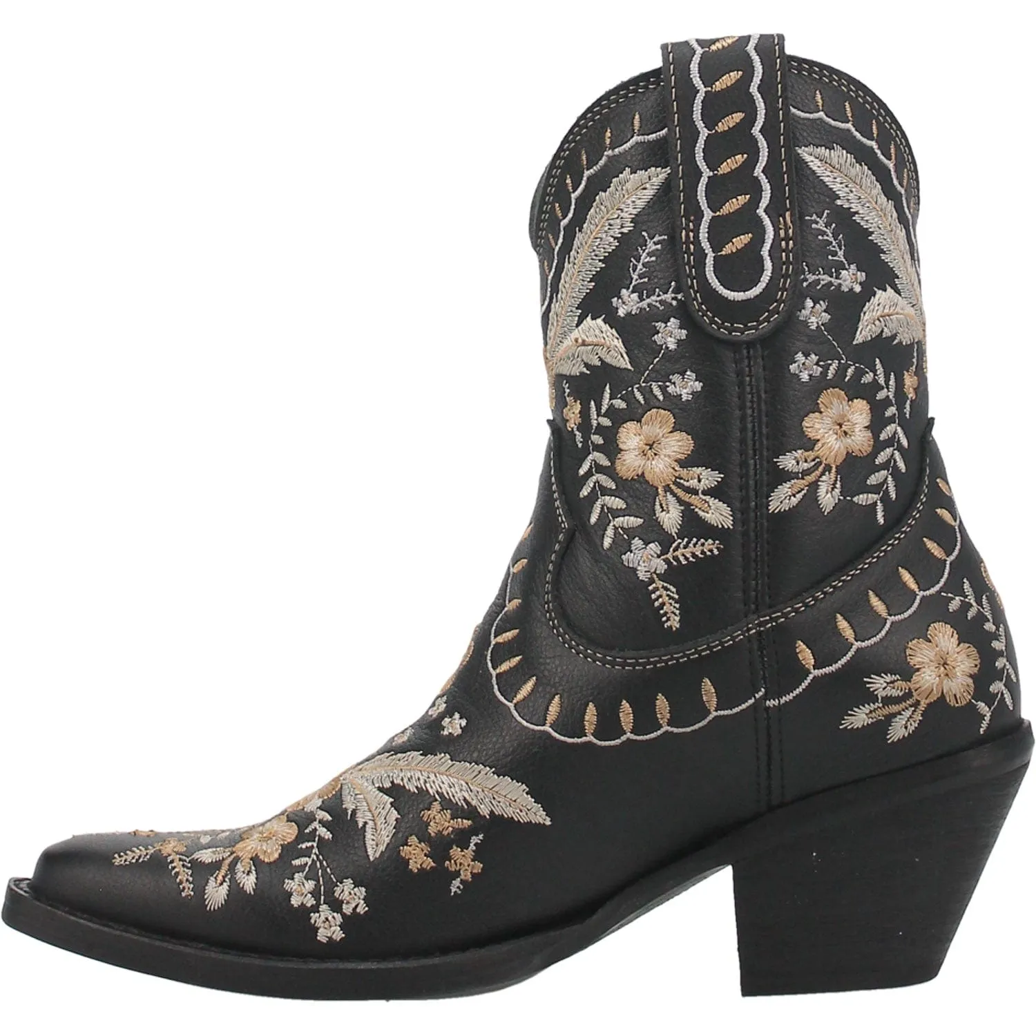 Dingo Women's #Primrose Black Floral Ankle Western Booties DI 748
