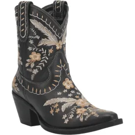 Dingo Women's #Primrose Black Floral Ankle Western Booties DI 748