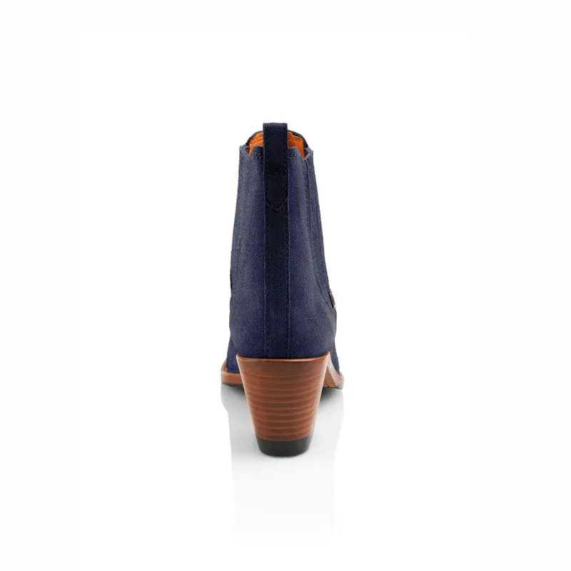 Fairfax & Favor Rockingham Heeled Ladies Suede Ankle Boot - Ink