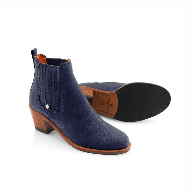 Fairfax & Favor Rockingham Heeled Ladies Suede Ankle Boot - Ink