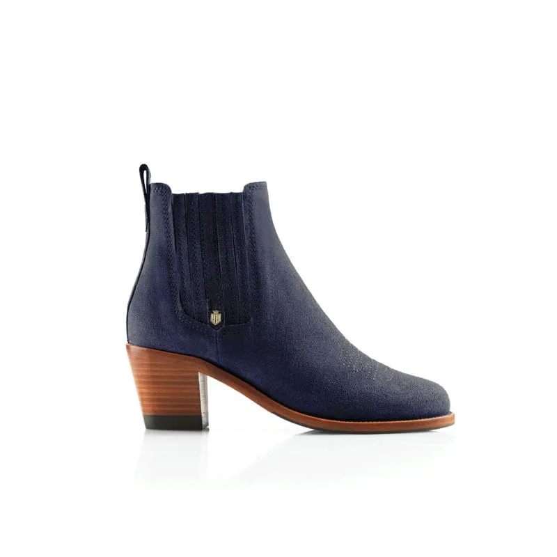 Fairfax & Favor Rockingham Heeled Ladies Suede Ankle Boot - Ink