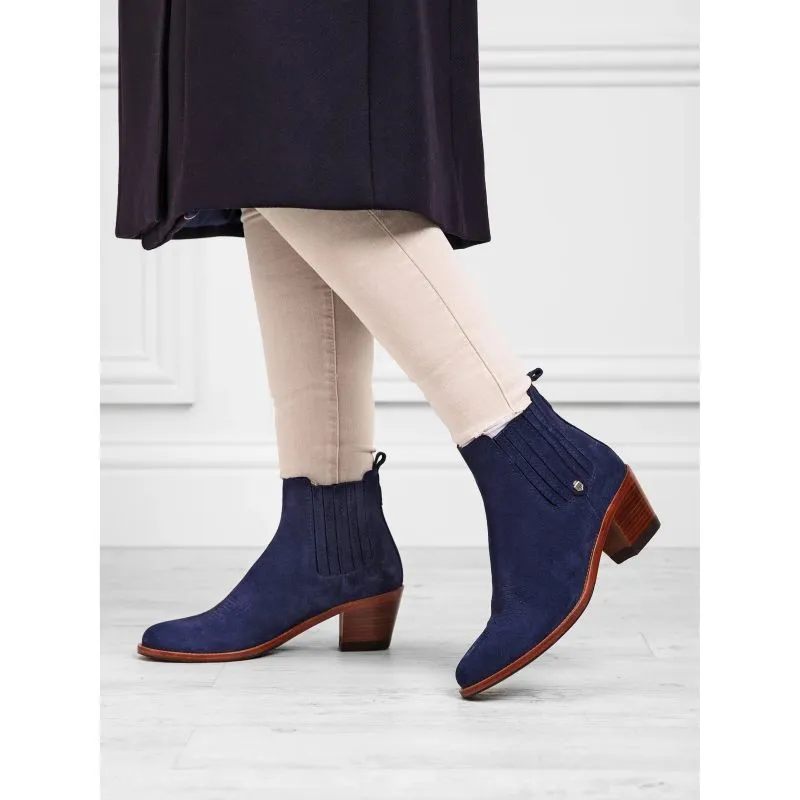 Fairfax & Favor Rockingham Heeled Ladies Suede Ankle Boot - Ink