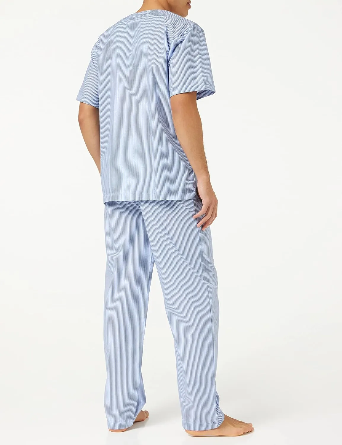 Fruit of the Loom mens Broadcloth Short Sleeve Top and Long Pants Pajama Set