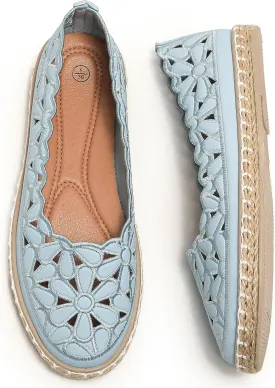 HEAWISH Women??s Ballet Flat Daisy Round Toe Dress Shoes Casual Slip On Rope Loafer