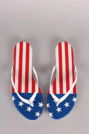 Liliana Stars and Stripes Thong Flat Sandal