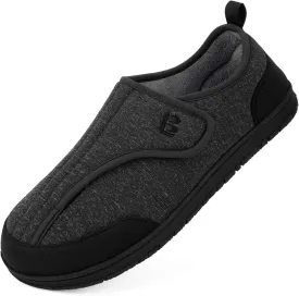 LongBay Men's Wide Slippers Adjustable Diabetic House Shoes Comfy Swollen Edema Slippers Indoor Outdoor