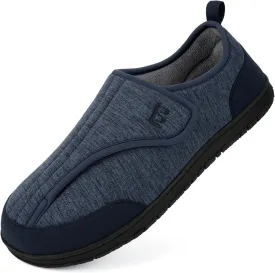 LongBay Men's Wide Slippers Adjustable Diabetic House Shoes Comfy Swollen Edema Slippers Indoor Outdoor