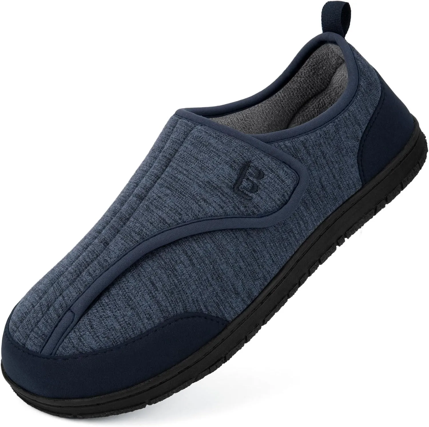 LongBay Men's Wide Slippers Adjustable Diabetic House Shoes Comfy Swollen Edema Slippers Indoor Outdoor