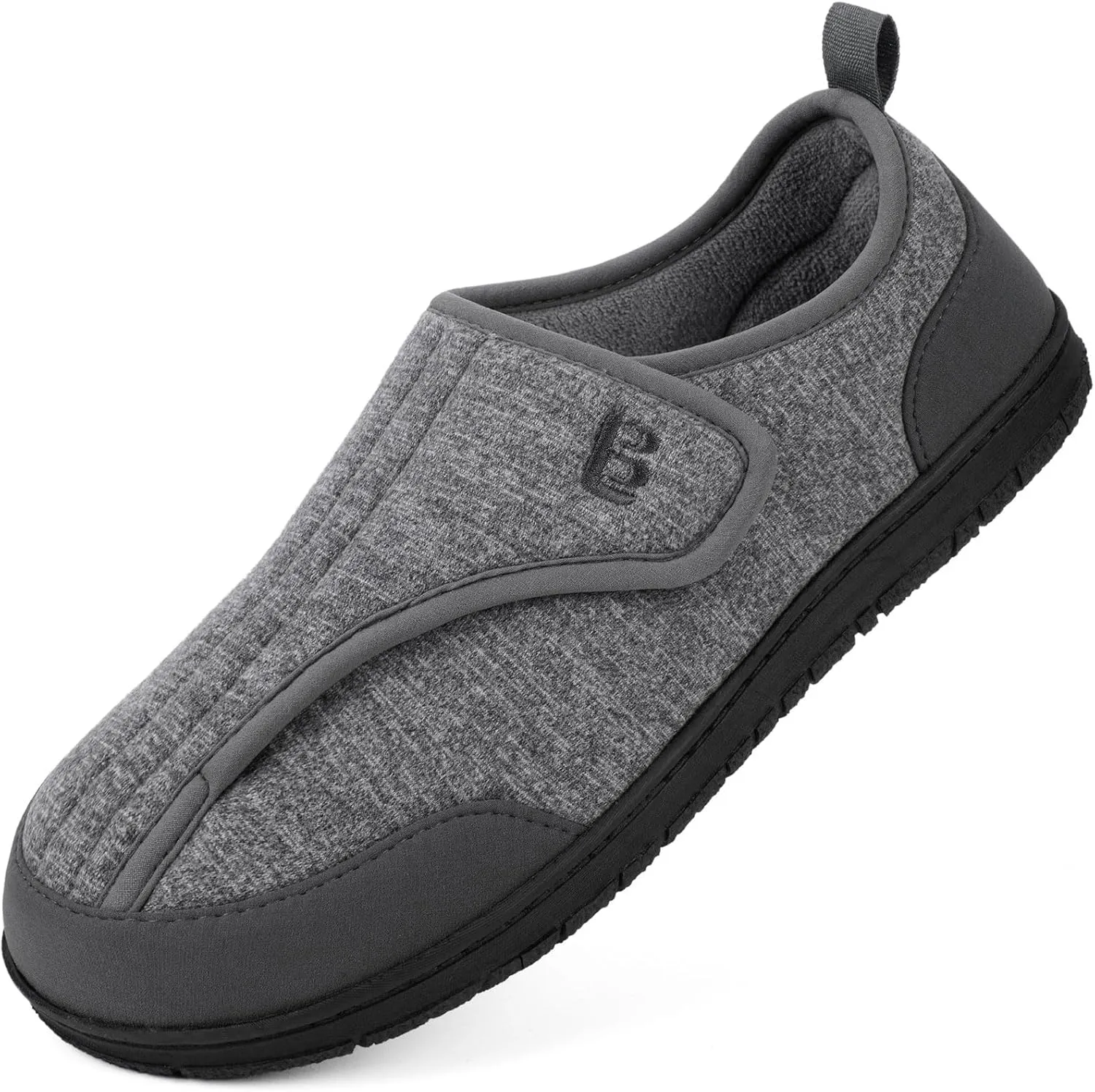 LongBay Men's Wide Slippers Adjustable Diabetic House Shoes Comfy Swollen Edema Slippers Indoor Outdoor