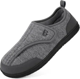 LongBay Men's Wide Slippers Adjustable Diabetic House Shoes Comfy Swollen Edema Slippers Indoor Outdoor