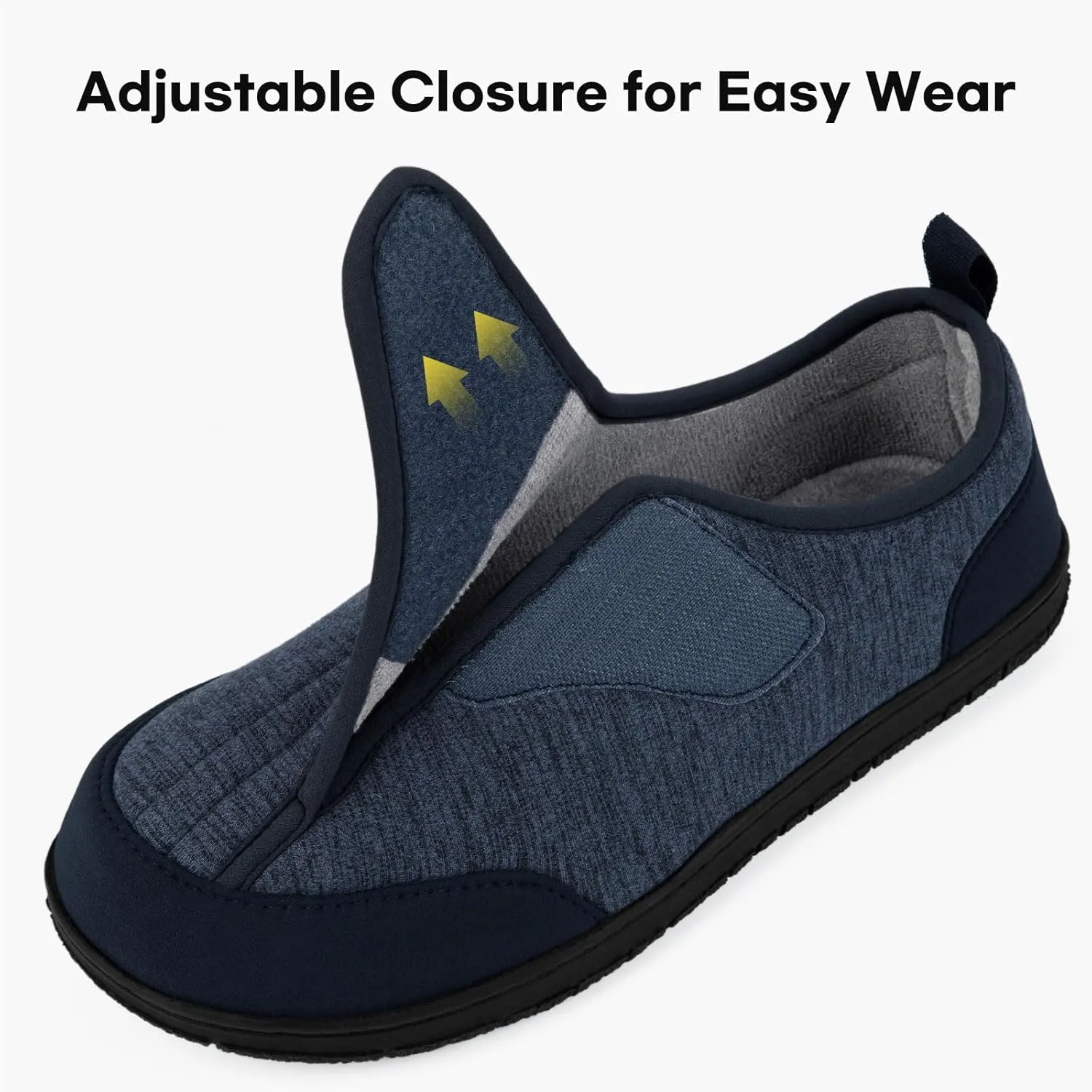 LongBay Men's Wide Slippers Adjustable Diabetic House Shoes Comfy Swollen Edema Slippers Indoor Outdoor