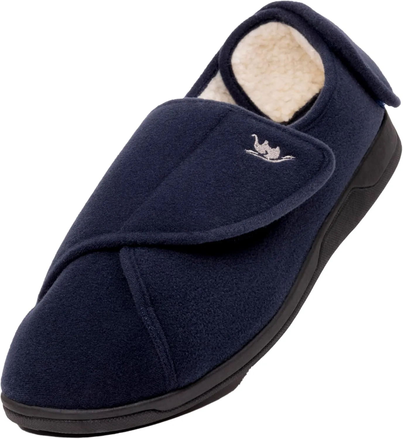 Men's Memory Foam Diabetic Slippers with Adjustable Closure, Extra Wide Comfy Warm Plush Fleece Arthritis Edema Swollen Diabetic House Shoes Machine Washable with Anti Slip Sole