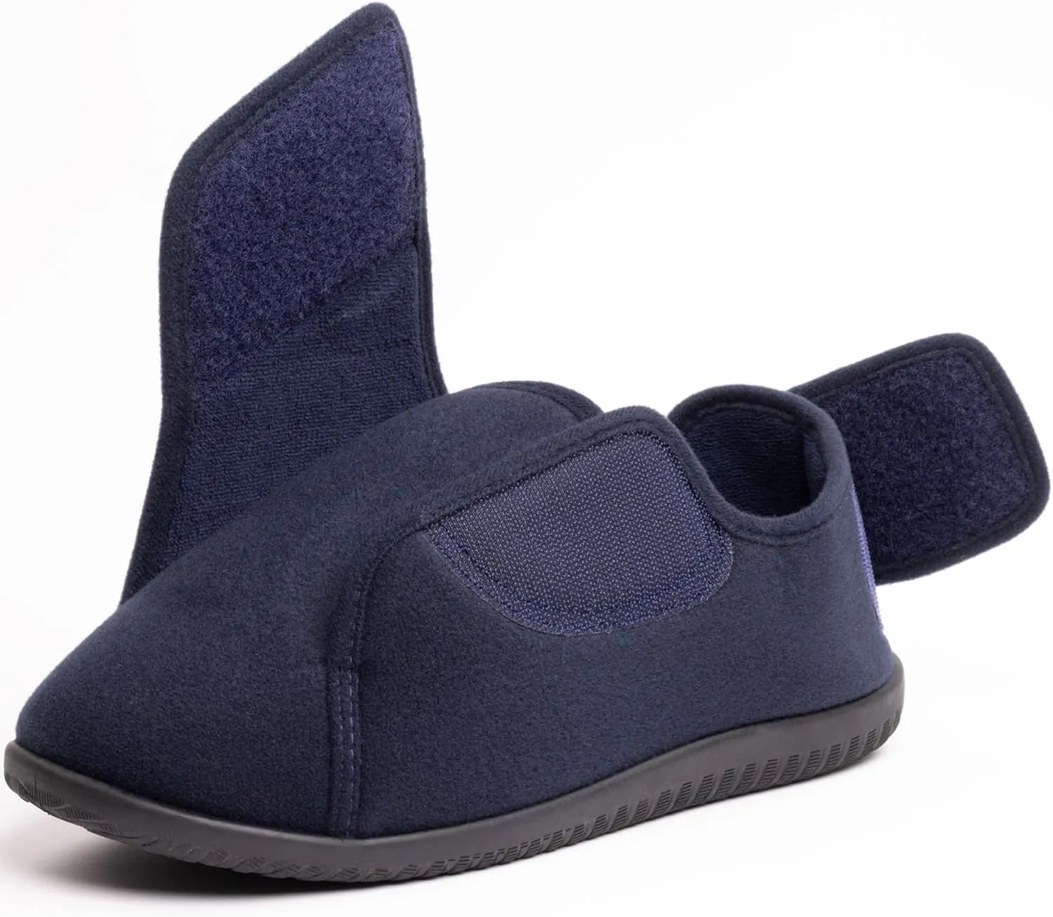 Men's Memory Foam Diabetic Slippers with Adjustable Closure, Extra Wide Comfy Warm Plush Fleece Arthritis Edema Swollen Diabetic House Shoes Machine Washable with Anti Slip Sole
