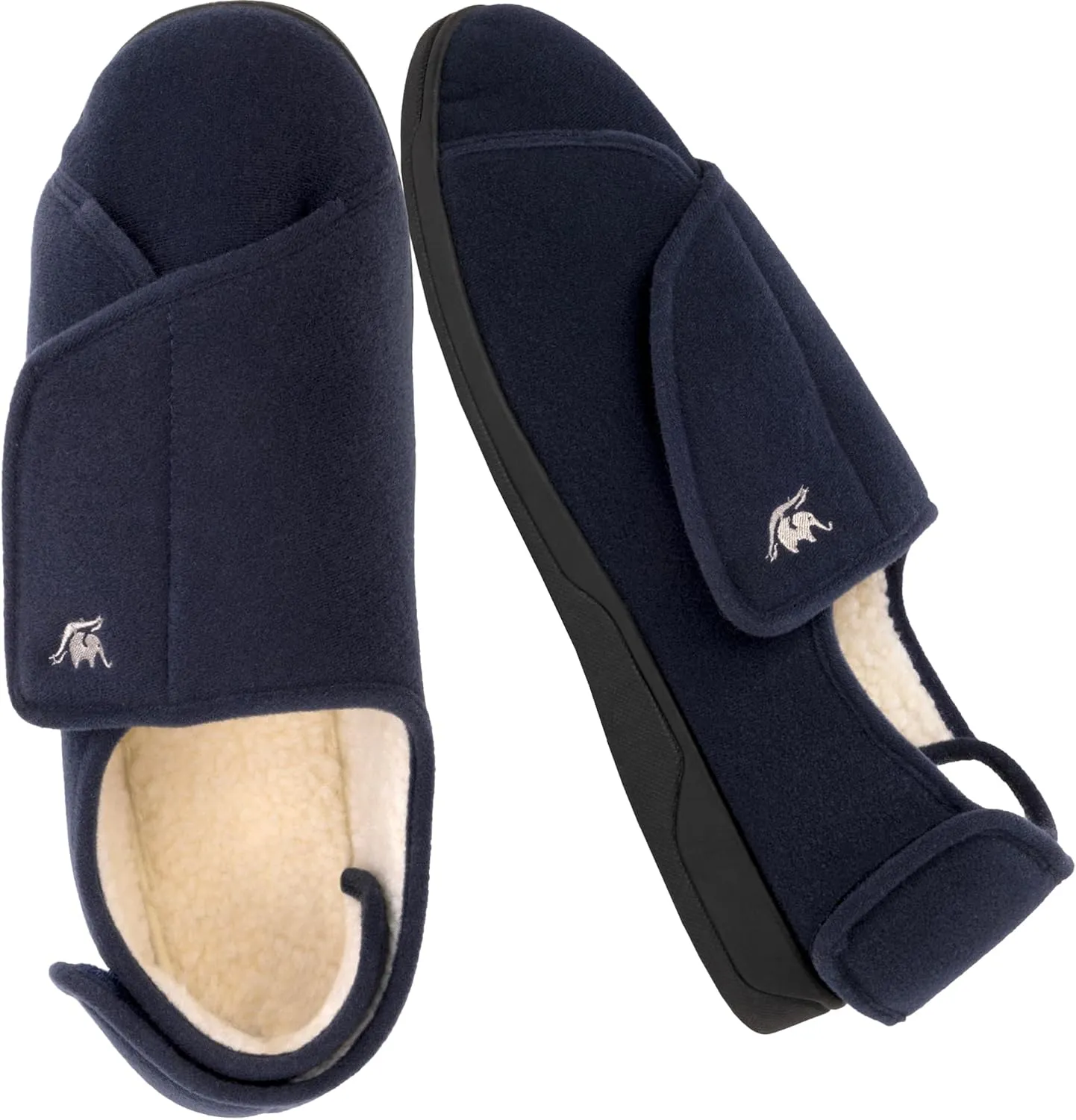 Men's Memory Foam Diabetic Slippers with Adjustable Closure, Extra Wide Comfy Warm Plush Fleece Arthritis Edema Swollen Diabetic House Shoes Machine Washable with Anti Slip Sole