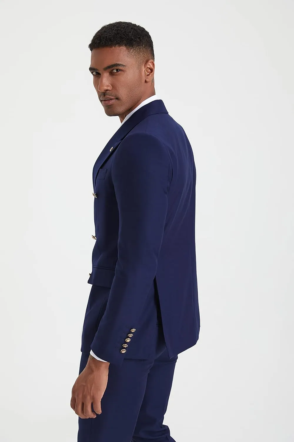 Men's Slim Fit 2 Piece Suit Double Breasted Business Wedding Prom Tuxedo Suits Blazer & Pants Set??