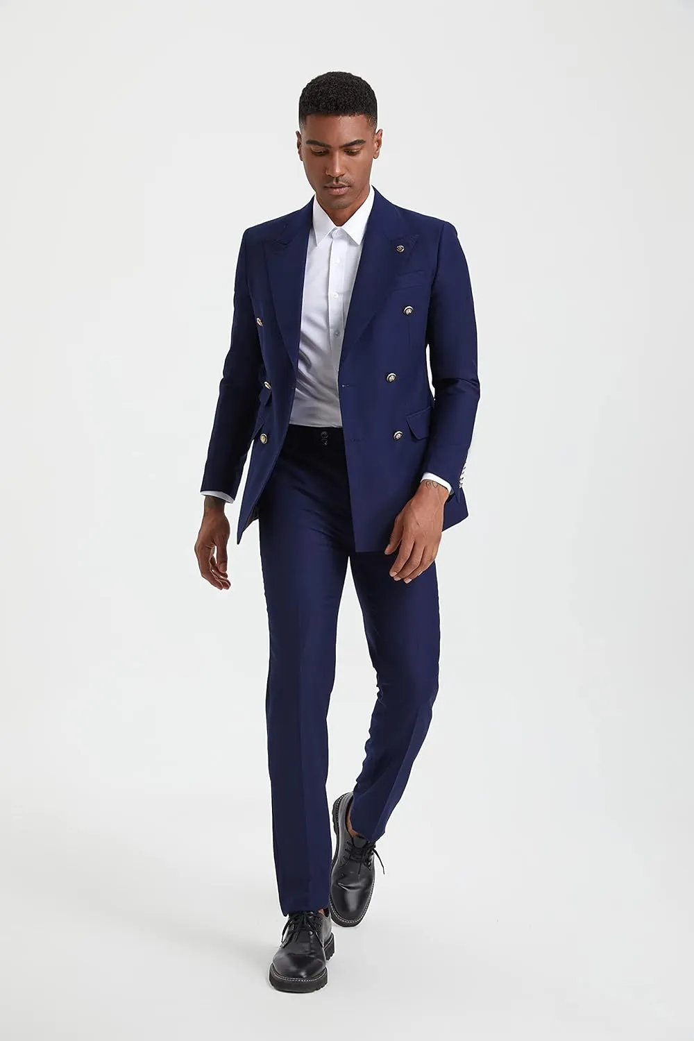 Men's Slim Fit 2 Piece Suit Double Breasted Business Wedding Prom Tuxedo Suits Blazer & Pants Set??