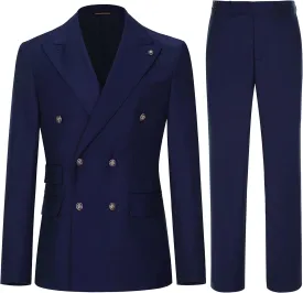 Men's Slim Fit 2 Piece Suit Double Breasted Business Wedding Prom Tuxedo Suits Blazer & Pants Set??