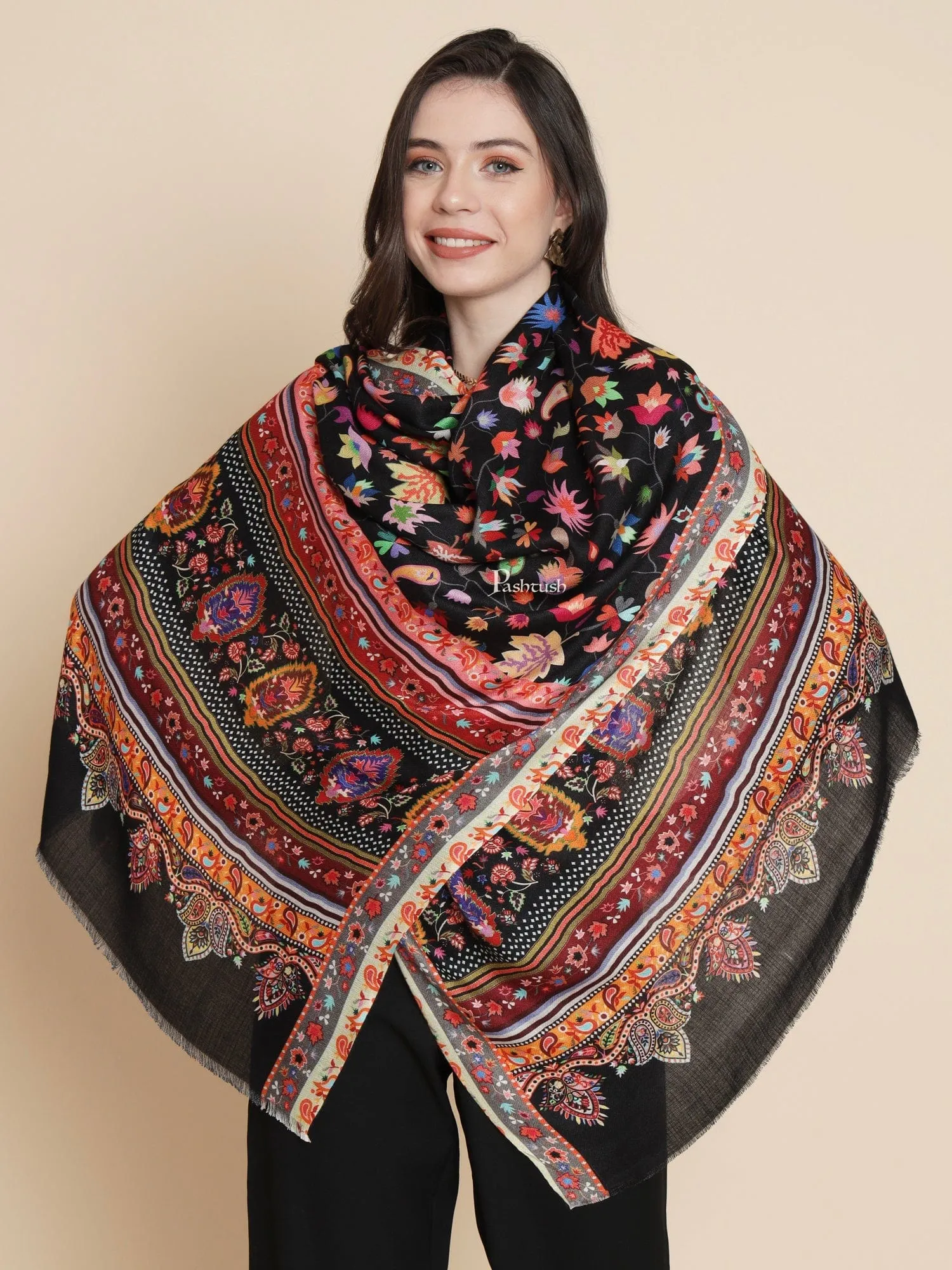 Pashtush Womens Womens, Extra Soft Bamboo, Floral Paisley  Printed, Multicolour