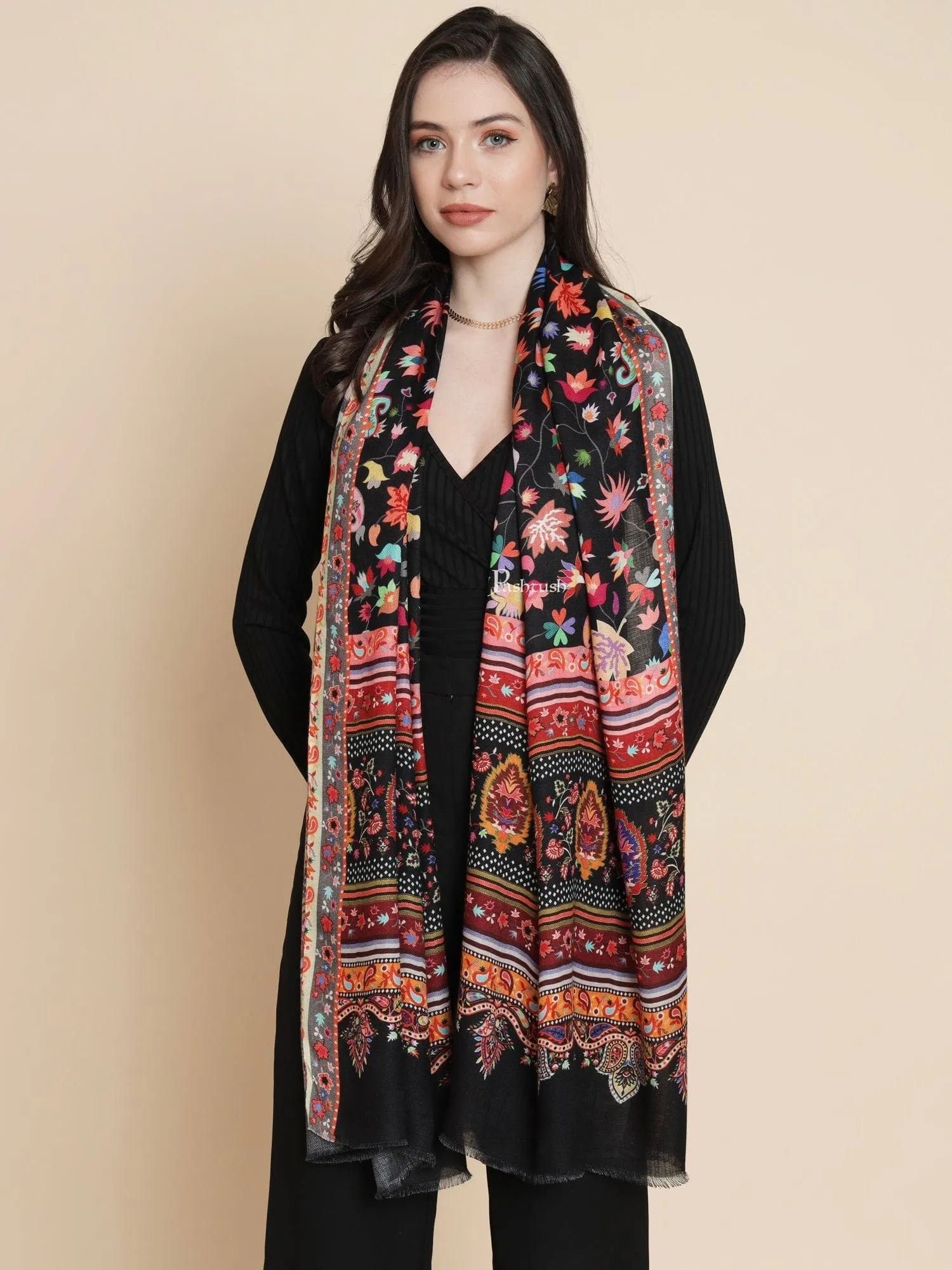 Pashtush Womens Womens, Extra Soft Bamboo, Floral Paisley  Printed, Multicolour