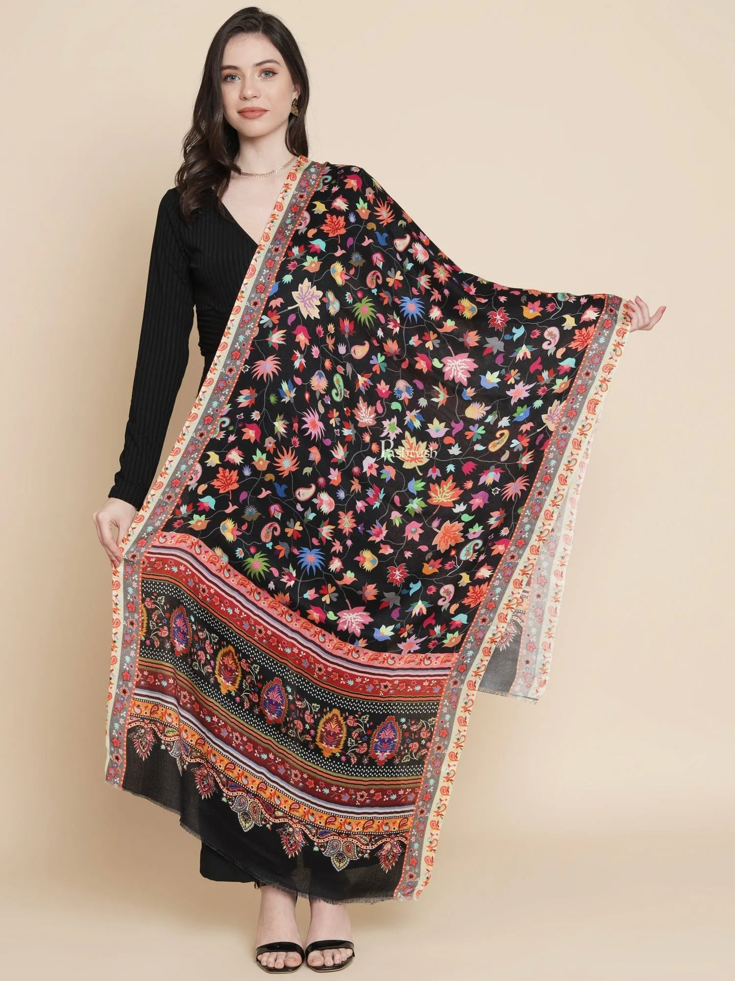 Pashtush Womens Womens, Extra Soft Bamboo, Floral Paisley  Printed, Multicolour