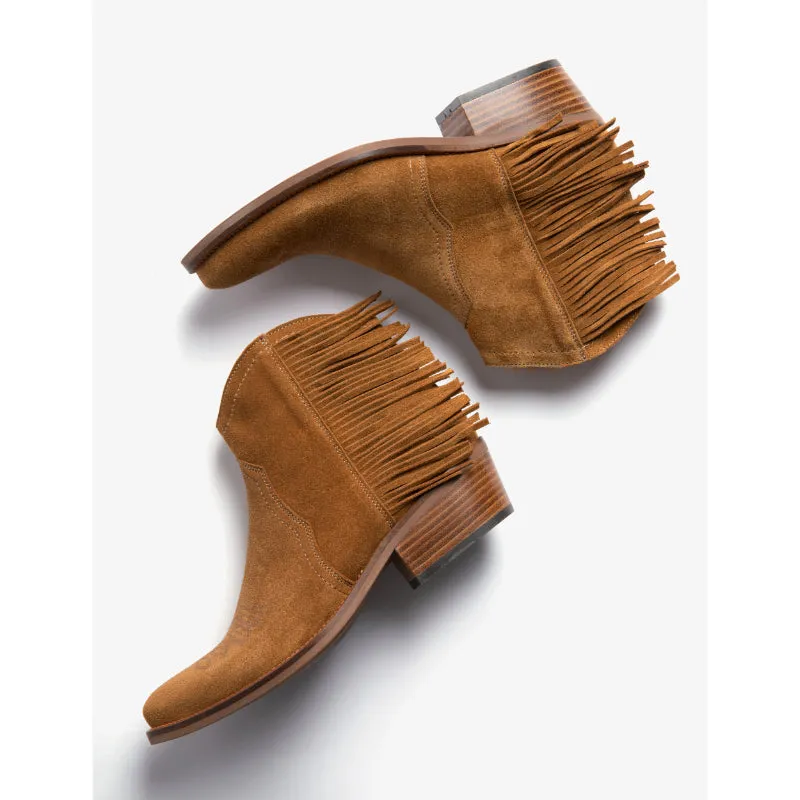 Penelope Chilvers Betty Fringe Ladies Suede Boot - Tan