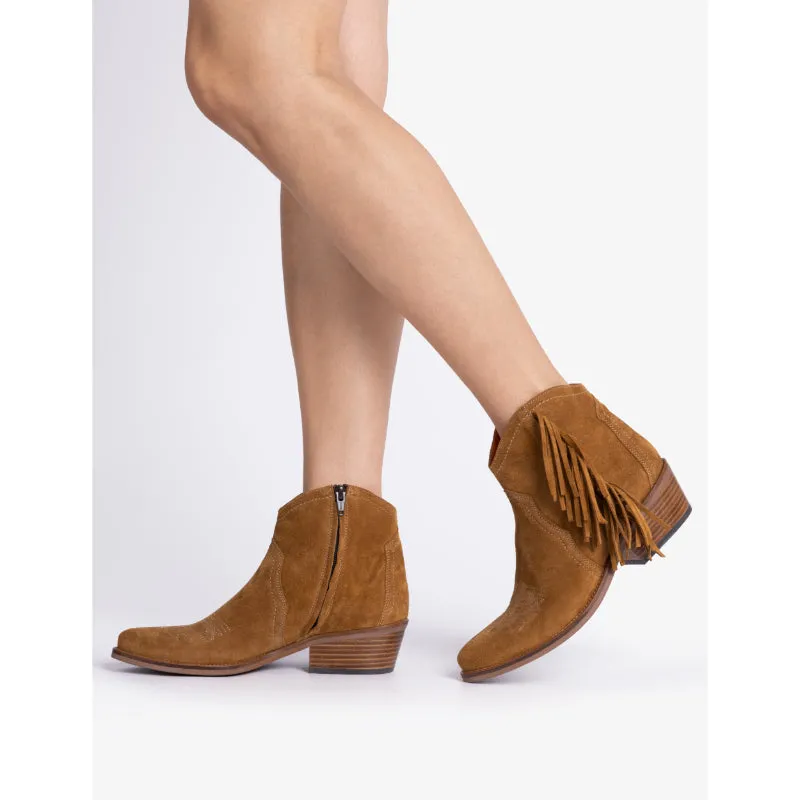 Penelope Chilvers Betty Fringe Ladies Suede Boot - Tan