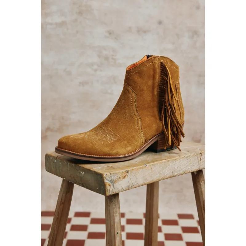 Penelope Chilvers Betty Fringe Ladies Suede Boot - Tan