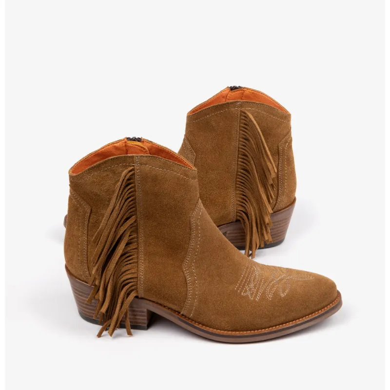 Penelope Chilvers Betty Fringe Ladies Suede Boot - Tan