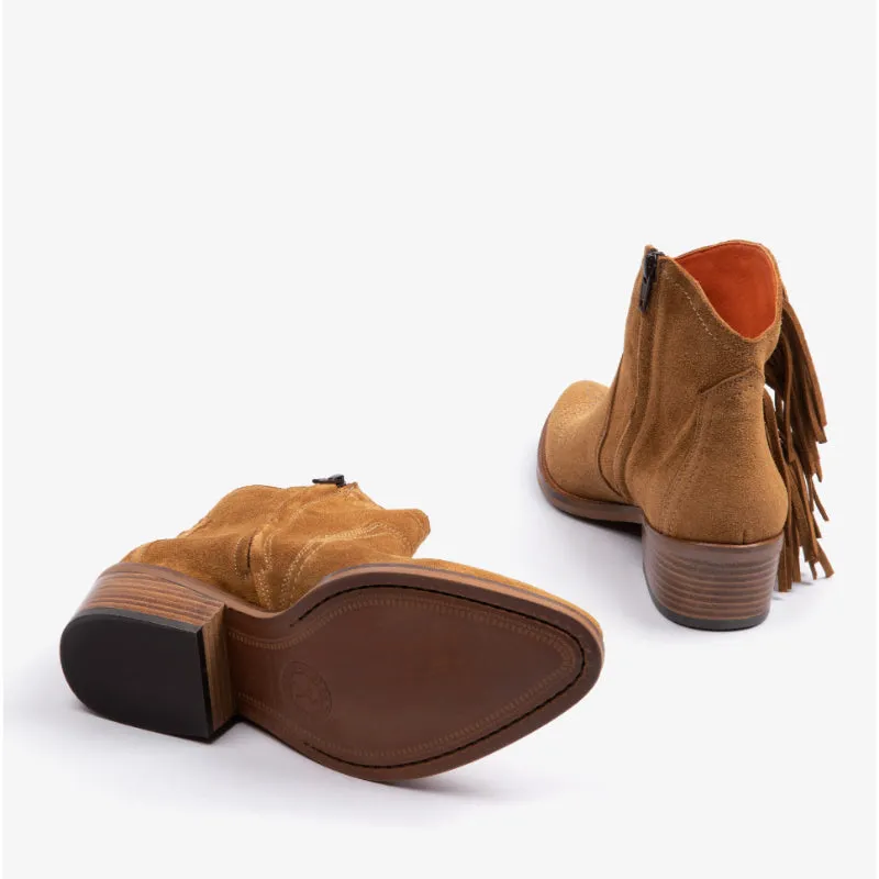 Penelope Chilvers Betty Fringe Ladies Suede Boot - Tan