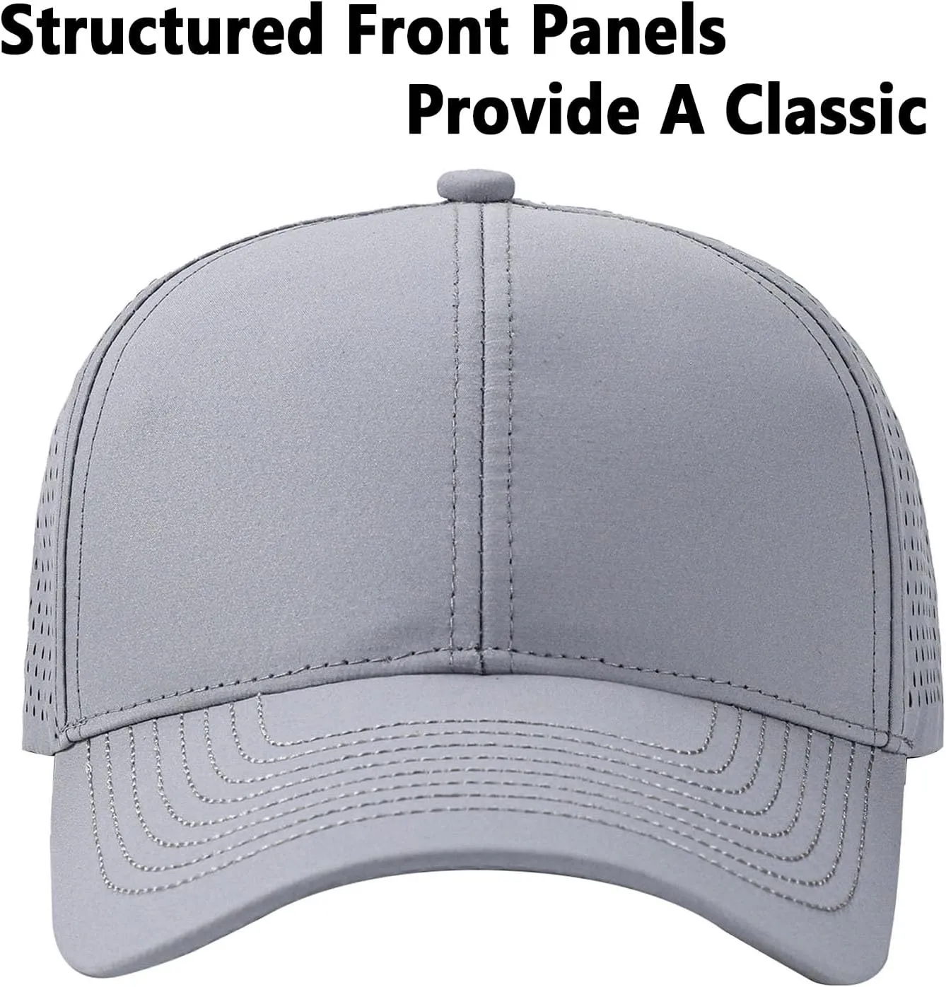 Quick Dry Laser Cut Mesh Snapback Trucker Hat for Men - Breathable Curved Brim Baseball Cap for Workouts, Running