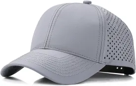Quick Dry Laser Cut Mesh Snapback Trucker Hat for Men - Breathable Curved Brim Baseball Cap for Workouts, Running