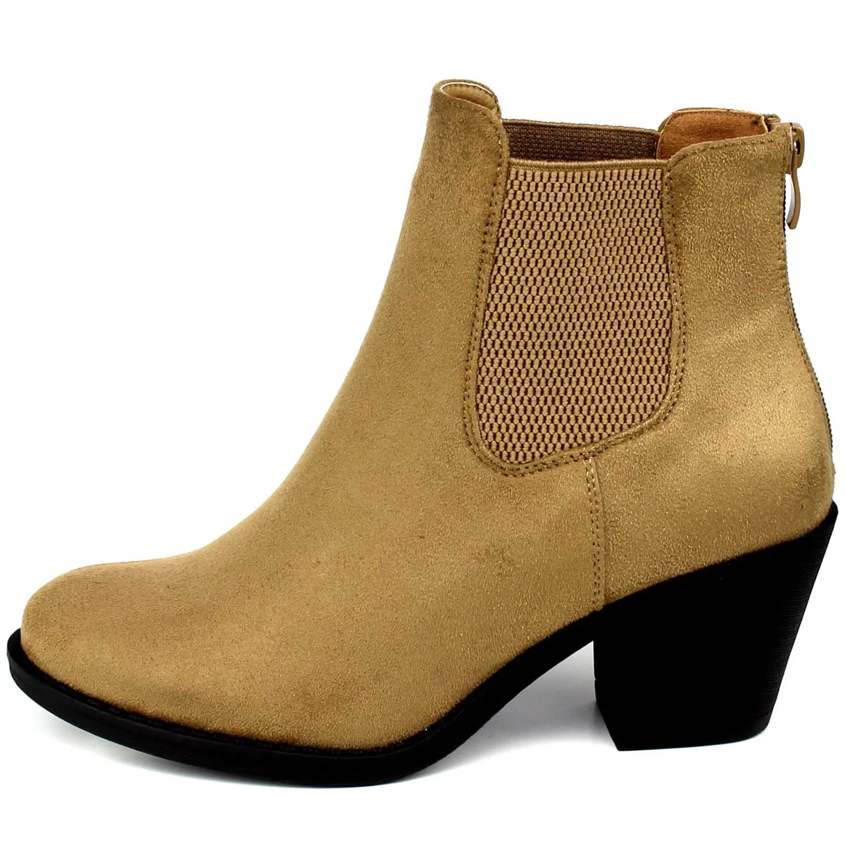 Refresh Footwear Women's Elastic Side Stacked Block Heel Bootie