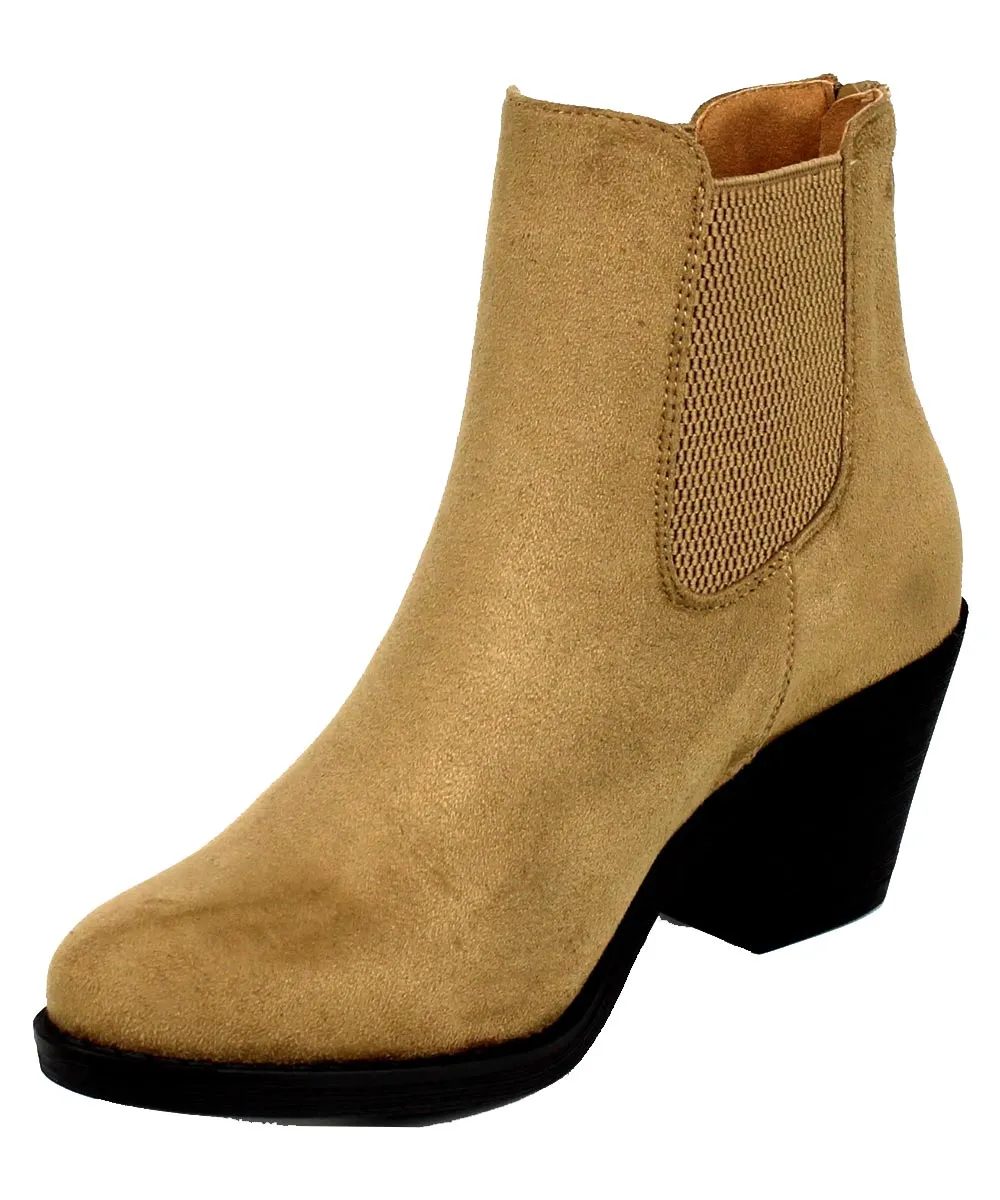 Refresh Footwear Women's Elastic Side Stacked Block Heel Bootie
