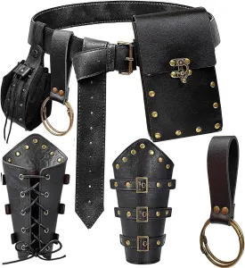 Renaissance Belt Pouch Purse Viking Bracer Hook Halloween Set Medieval Festival Costume Accessory Casual Fanny Pack Waist Bag