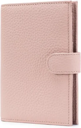 RFID Passport Holder Travel Wallet for Women, Leather Passport Cover Wallet with Card Holders SIM Slots,Zippered Coins Pocket and Cash Slot Slim Compact Travel Wallet (Pink)