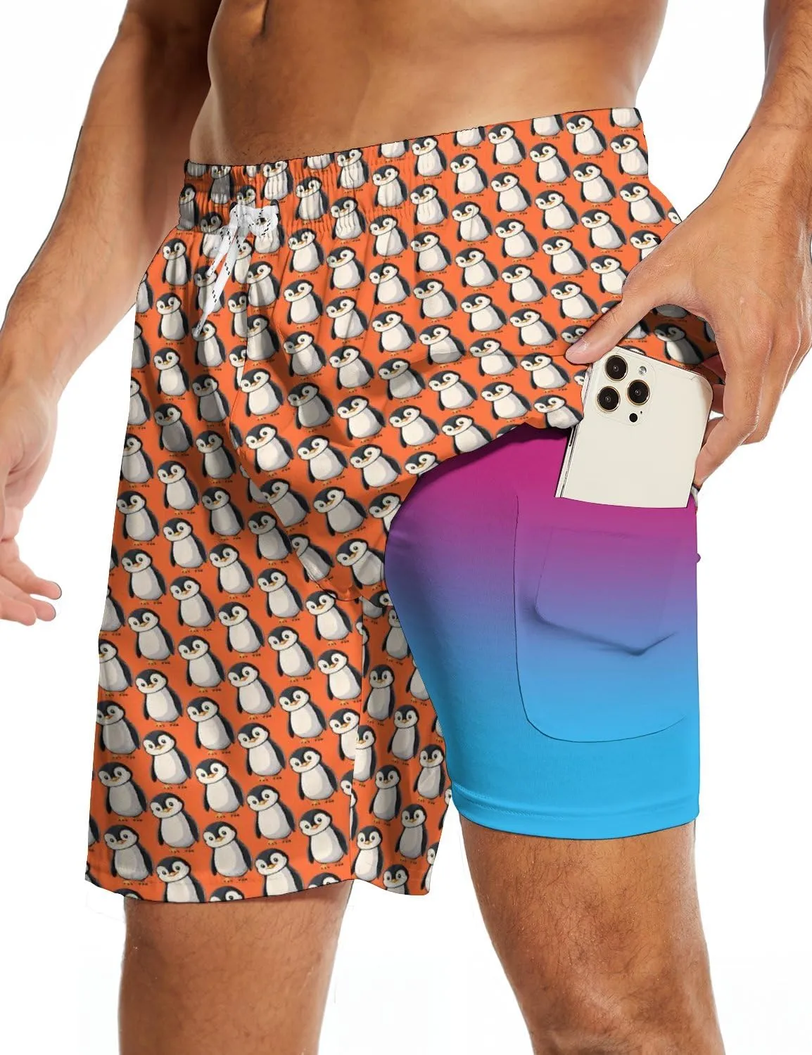 Socira Men's Swim Trunks with Compression Liner, Quick Dry Mens 2 in 1 Swimming Trunks Men Beach Bathing Suits Swimsuit