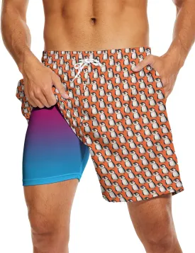 Socira Men's Swim Trunks with Compression Liner, Quick Dry Mens 2 in 1 Swimming Trunks Men Beach Bathing Suits Swimsuit