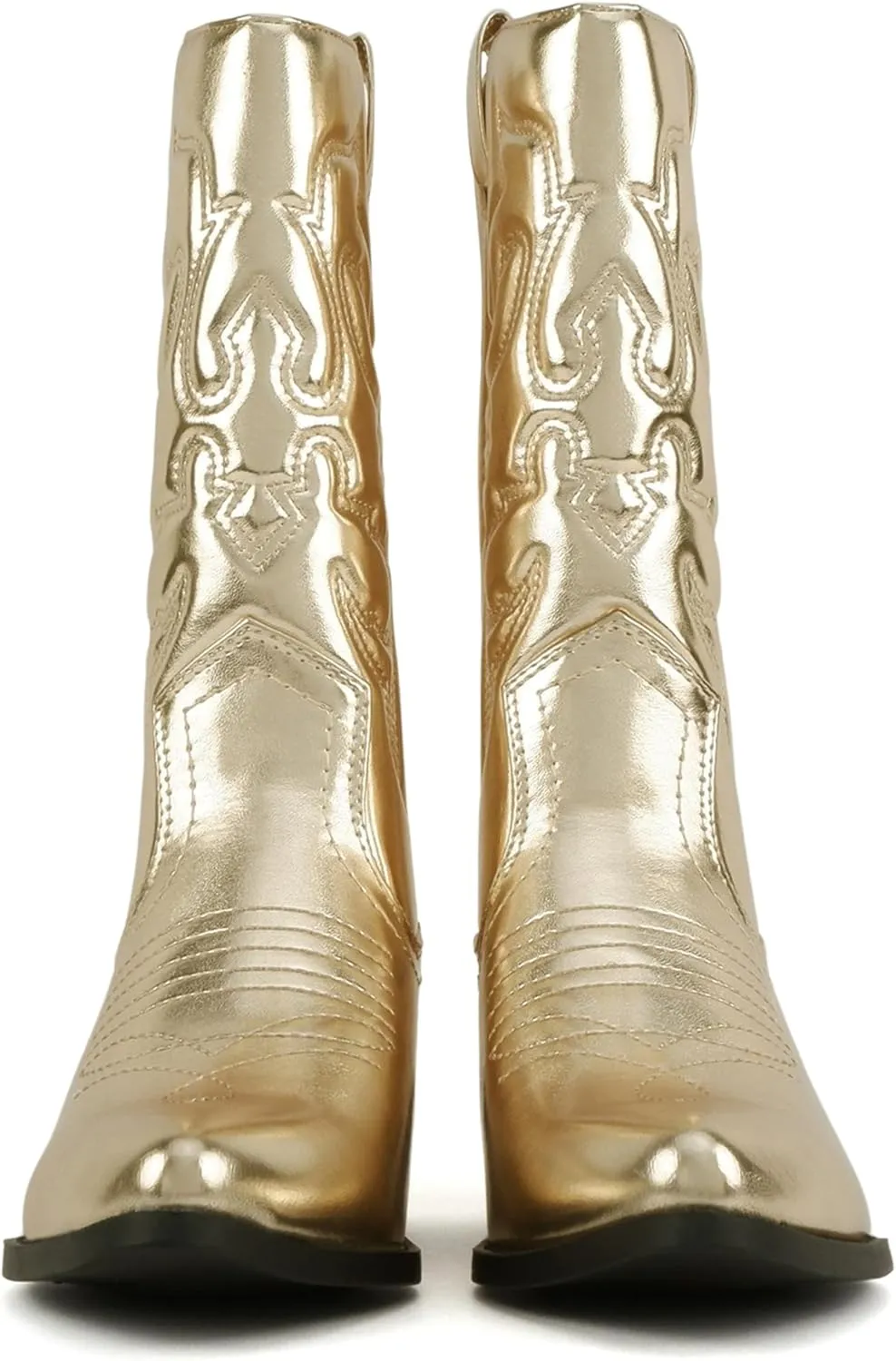 Soda TELLER ~ Women's Western Cowboy Boots with Stitched Detailing, Pointed Toe, and Low Block Heel