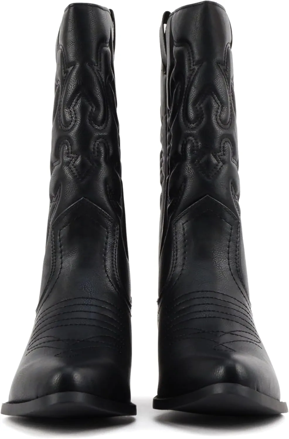 Soda TELLER ~ Women's Western Cowboy Boots with Stitched Detailing, Pointed Toe, and Low Block Heel