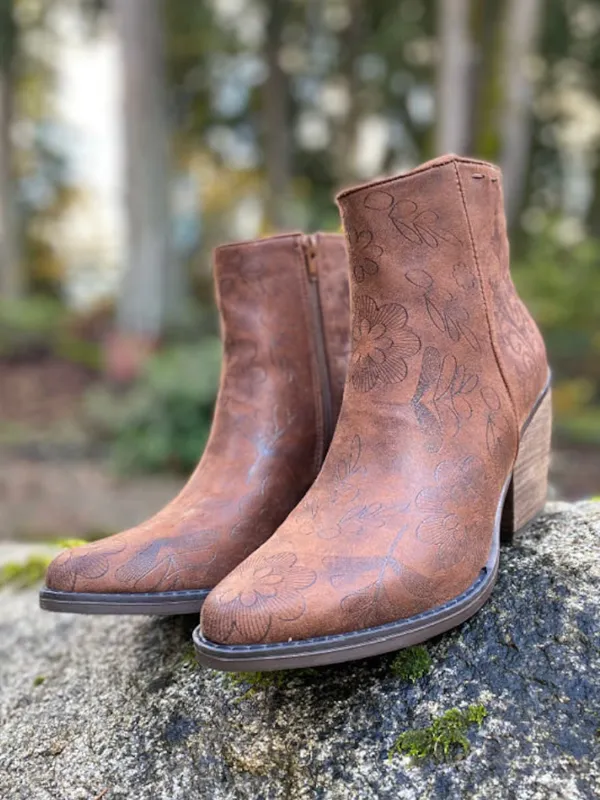 Sophia Tan Boots with Floral Inlay