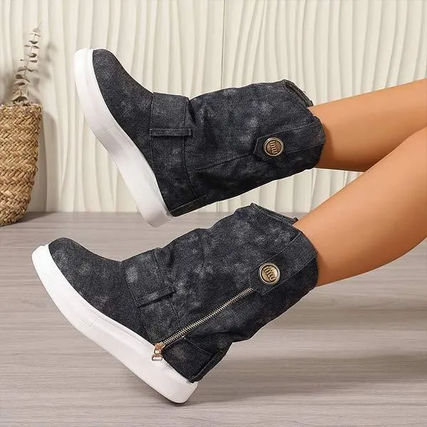 Women's Faux Two-Piece Western Cowboy Boots 94266428C